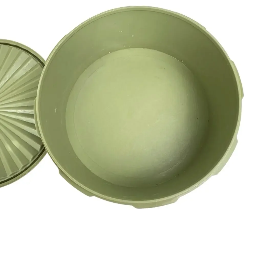 Vintage Tupperware Servalier #1204-8 Avocado Green Canister Storage Made in USA